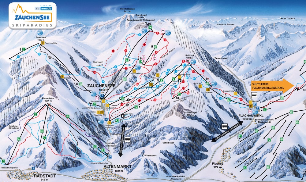 Zauchensee Flachauwinkl Piste Map 2019