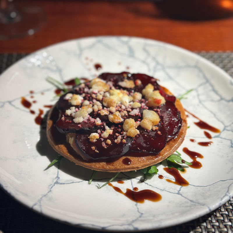 Beetroot tart at The White Hart at Lydgate.