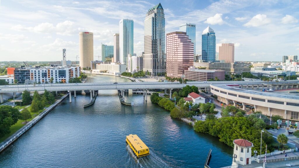 Pirate Water Taxi and skyline